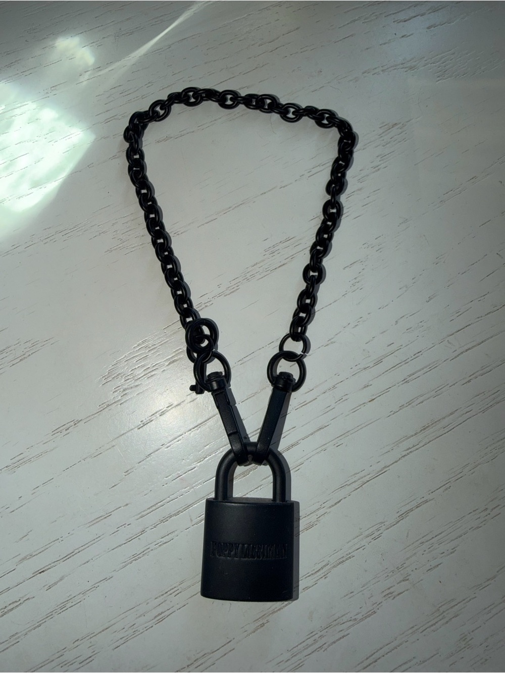 Matte Black Padlock Chain Necklace